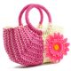 Пляжная плетеная дизайнерская сумочка ромашка розовая