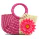 Пляжная плетеная дизайнерская сумочка ромашка розовая