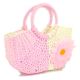 Пляжная плетеная дизайнерская сумочка розовая