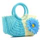 Пляжная плетеная дизайнерская сумочка голубая