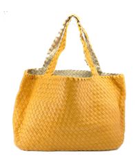 Женская сумка Bottega Veneta Cabat оранжевая двухсторонняя