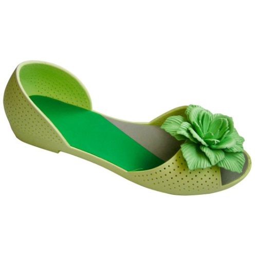 Салатовые балетки с зеленым цветочком