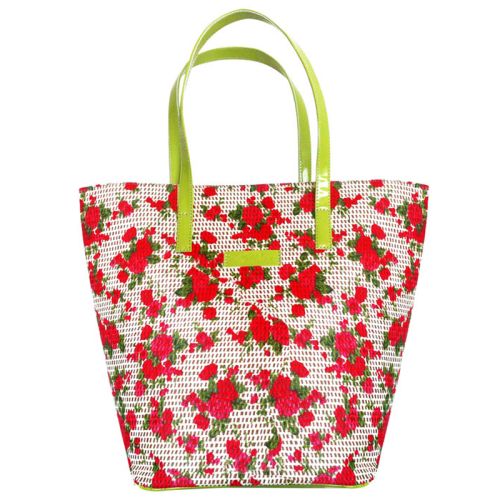 Плетеная пляжная сумка Valex корзинка красная с салатовым