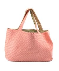 Женская сумка Bottega Veneta Cabat коралловая двухсторонняя
