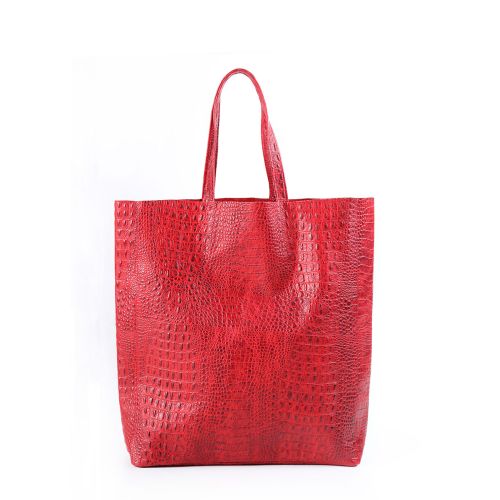 Женская кожаная сумка poolparty-leather-city-croco-red красная