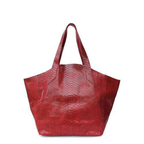 Женская кожаная сумка Poolparty fiore-red-snake красная
