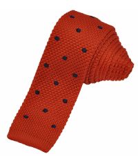 Вязаный галстук оранжевый с синим