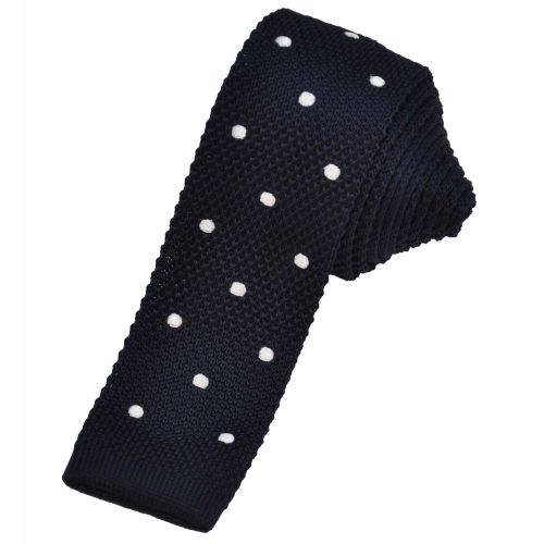 Вязаный галстук синий с белым