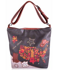 Женская сумка Alba Soboni А 130861 мешок серая с коричневым