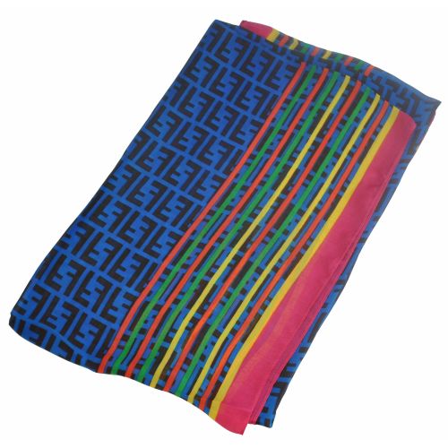 Шелковый шарф Fendi радуга синий