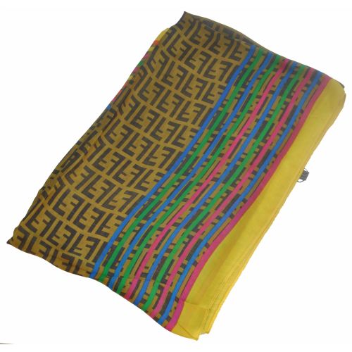 Шелковый шарф Fendi радуга бежевый