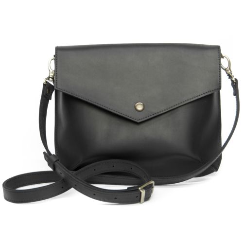 Женская кожаная сумка WELLBAGS Flapbag mini black w014.1 черная