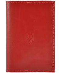 Обложка для паспорта кожаная Украина красная