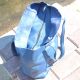 Женская кожаная сумка со строчками светло-синяя