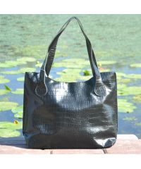 Женская кожаная сумка классическая Crocodile черная