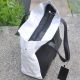 Женская кожаная сумка с карманами белая с черным