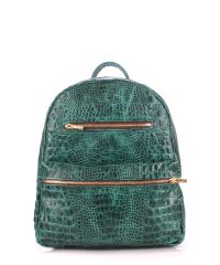 Рюкзак женский кожаный POOLPARTY mini-bckpck-leather-croco-green