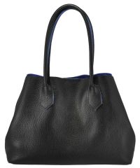 Женская кожаная сумка 848 черная с синим