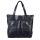 Женская кожаная сумка с карманами темно-синяя