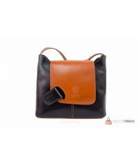 Итальянская кожаная сумка DIVAS Isabella S6927 черная с коньячным