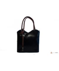 Итальянская кожаная сумка DIVAS CHIARA S6833 черная с коричневым