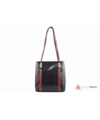 Итальянская кожаная сумка DIVAS Zarina S7027 черная с коричневым