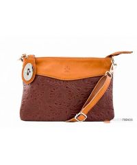 Итальянская кожаная сумка DIVAS Fiorella TR939 коричневая с коньячным