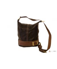 Итальянская кожаная сумка DIVAS INGRID S6940 черная с коричневым