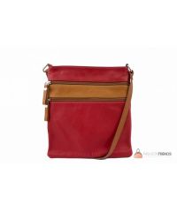 Итальянская кожаная сумка DIVAS Tamara TR938 красная с коньячным