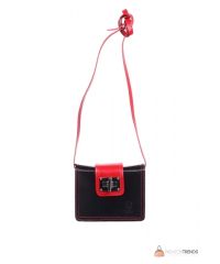 Итальянская кожаная сумка DIVAS EMILY TR922 черная с красным