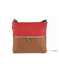 Итальянская кожаная сумка DIVAS Josslyn TR997 коньячная с красным