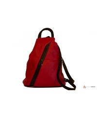 Итальянский кожаный рюкзак DIVAS STEFANIA S6925 красный с коричневым