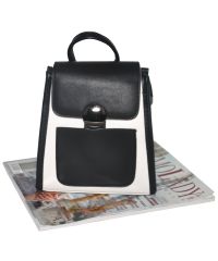 Мини рюкзак с карманом 01551745053364white белый с черным