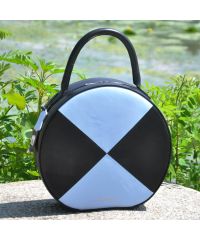 Кожаная сумка Tondo черная с голубым гладкая