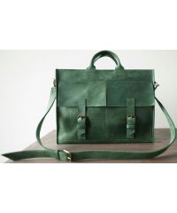 Кожаный портфель B004 зеленый