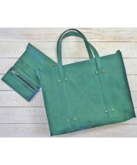 Кожаная сумка B013 зеленая