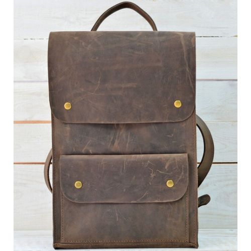 Кожаный рюкзак P002 коричневый