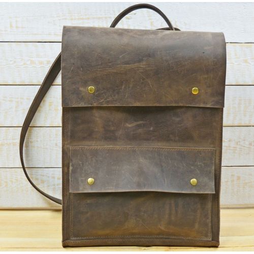 Кожаный рюкзак P004 коричневый