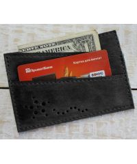 Кожаный кошелек - картхолдер W.003.3-CH черный