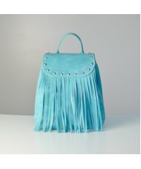 Женский кожаный рюкзак Ethnic Blue голубой