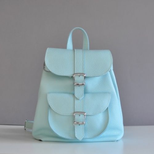 Кожаный рюкзак Сlassik New Aqua голубой