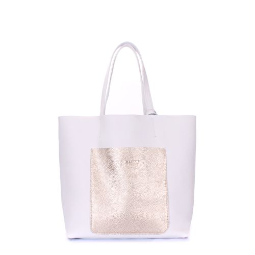 Женская кожаная сумка POOLPARTY mania-white-gold белая с золотом