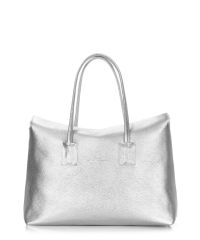 Женская кожаная сумка POOLPARTY sense-silver серебристая