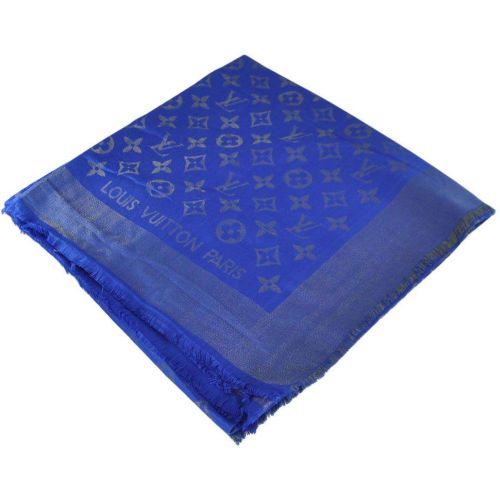 Шаль Louis Vuitton Metal ярко-синяя с серебром