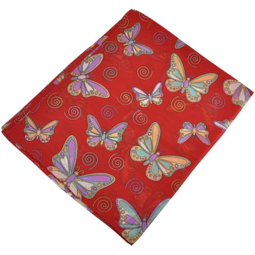 Женский шелковый шарф 017801 бабочки красный