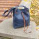 Женская кожаная сумка-мешок Babak Taita Blue 883062 синяя с рыжим