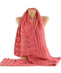 Вязаный шарф TRAUM 2483-04 розовый ажурный
