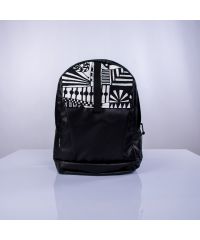Черный рюкзак с белым орнаментом Р19