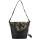 Женская сумка корзинка кожаная черная с абстракцией