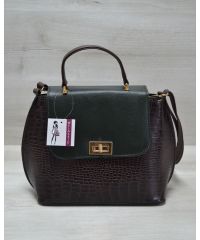 Женская сумка-клатч коричневая с зеленым 61411